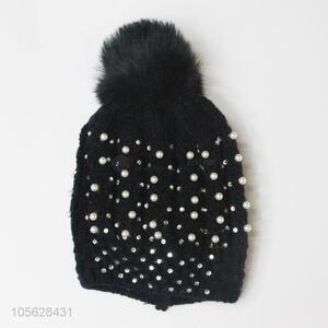 Wholesale Women Winter Knitted Cap/Hat With Fur Ball