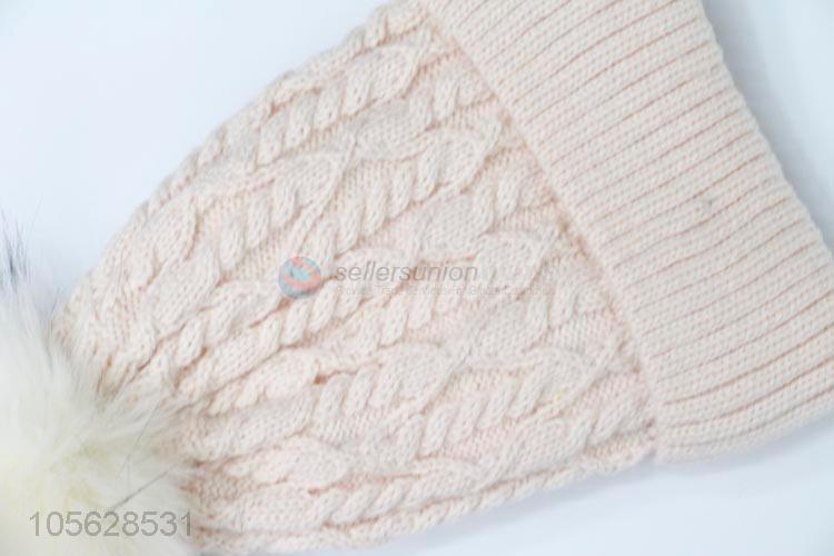 Custom Acrylic Knitted Cap Ladies Winter Warm Hat