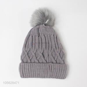 Top Quality Winter Knitted Beanies Cap With Fur Ball