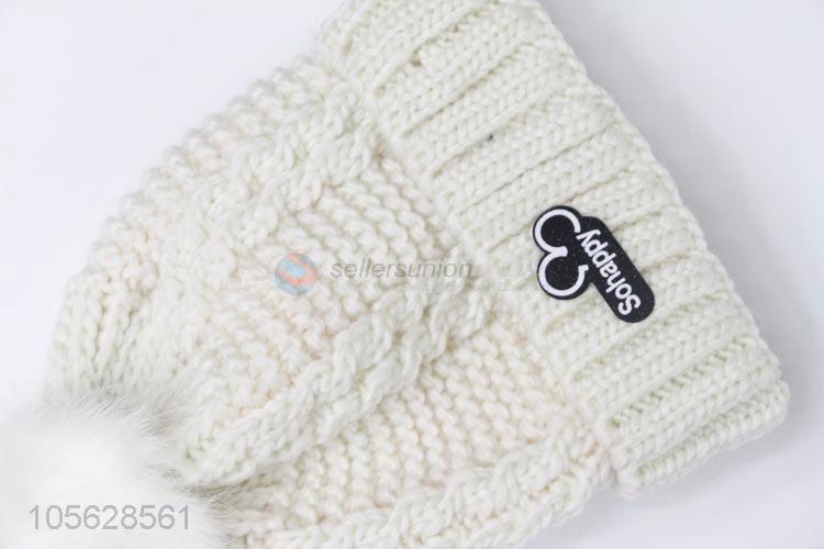 Good Quality Ladies Pompon Beanies Cap Winter Hat