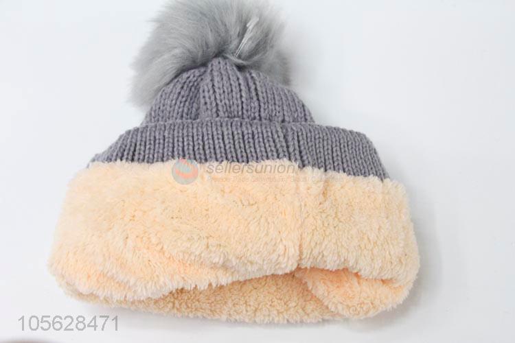 Top Quality Winter Knitted Beanies Cap With Fur Ball