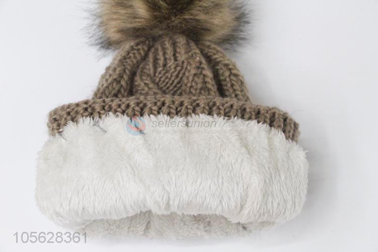 Fashion Fur Ball Pompon Beanies Women Hats Knitted Caps