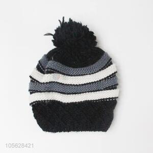 Custom Pom Pom Knitted Cap Ladies Winter Warm Hat