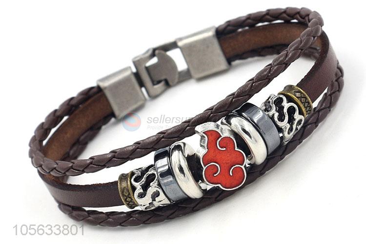 Promotional products retro leather braided bracelet charms bracelets for men