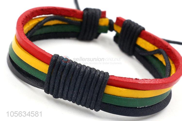 Competitive price multitier men leather bracelet vintage braided bracelet