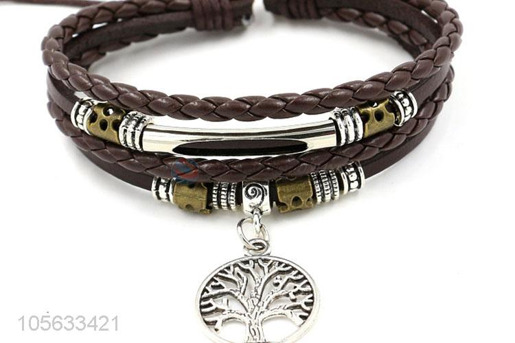 New items retro styles handmade mens leather bracelets with charms