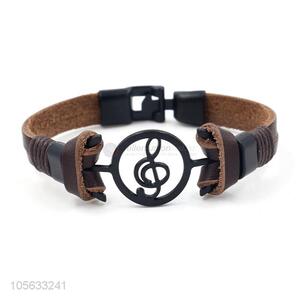 Factory customized retro punk men leather bracelet alloy charms bracelet