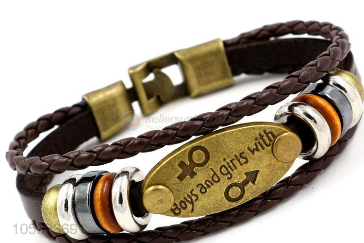 Super quality multilayer handmade retro braided bracelet for men