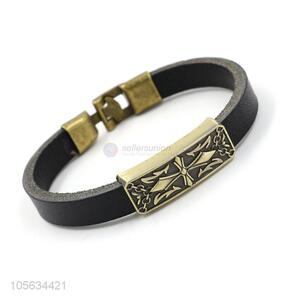 New items handmade retro genuine leather bracelet with anchor charms