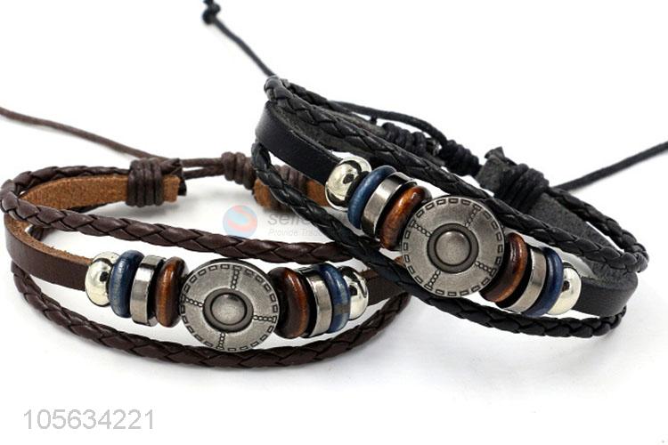 Recent design handmade retro adjustable braided rope bracelet for men