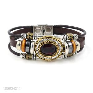 Premium quality retro leather braided bracelet charms bracelets for men