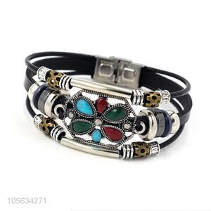 China factory multilayer leather bracelet retro mens alloy bracelets