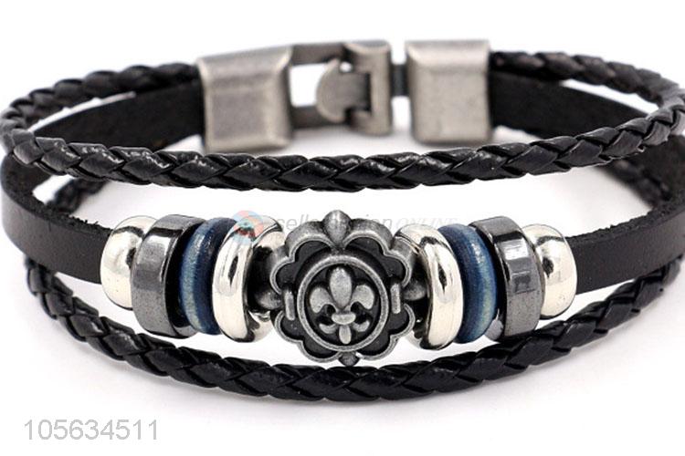 Best selling mens favor multitier retro braided rope bracelet