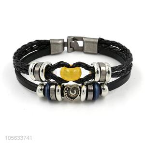 Factory customized multilayer leather braid bracelet retro mens bracelets