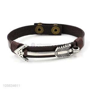 Cheap mens favor handmade retro leather bracelet with arrow charms