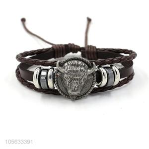 Professional supply retro leather braided bracelet charms bracelets for men