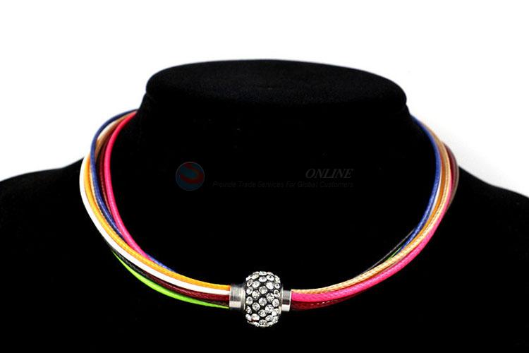 China maker handmade multitier braided rope bracelet with colorful stones