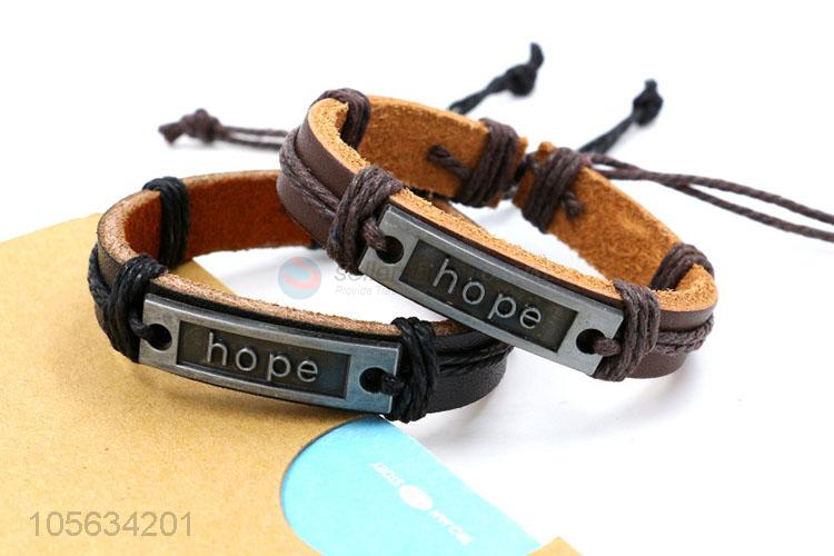 Excellent quality men leather bracelet vintage alloy charms bracelet