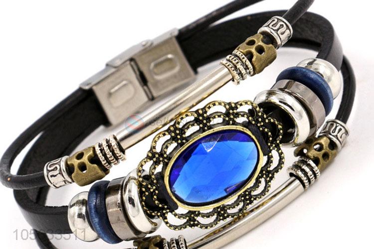 Best selling multitier men leather bracelet vintage braided bracelet