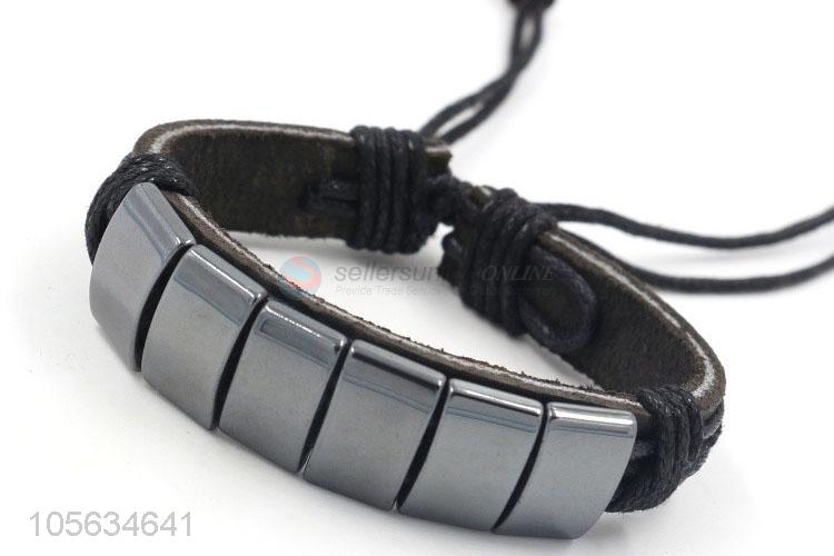 Factory wholesale retro men leather bracelet charms bracelet