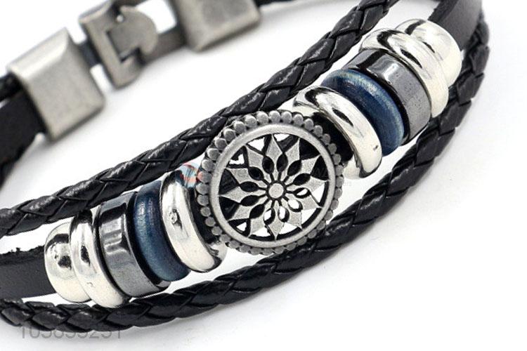 New arrival fashion charm custom men braided leather handmade bracelet