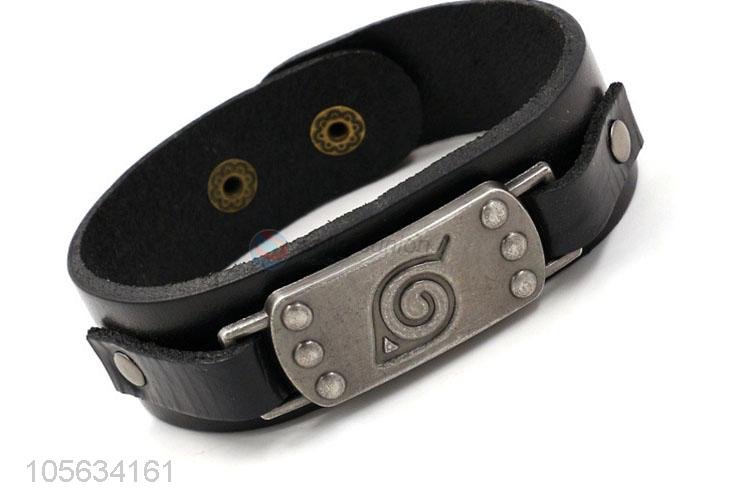 Wholesale custom retro punk men leather bracelet alloy charms bracelet