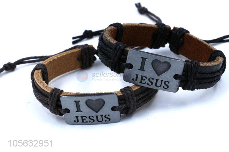 Factory directly sell leather braid bracelet retro mens alloy bracelets