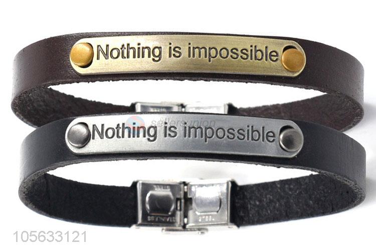 Bottom price retro styles mens leather magnetic buckle bracelets with charms