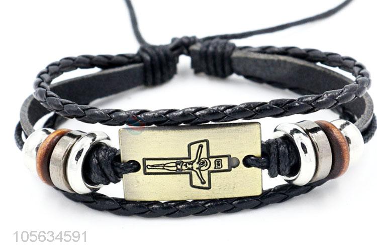 Customized retro leather braided bracelet charms bracelets for men