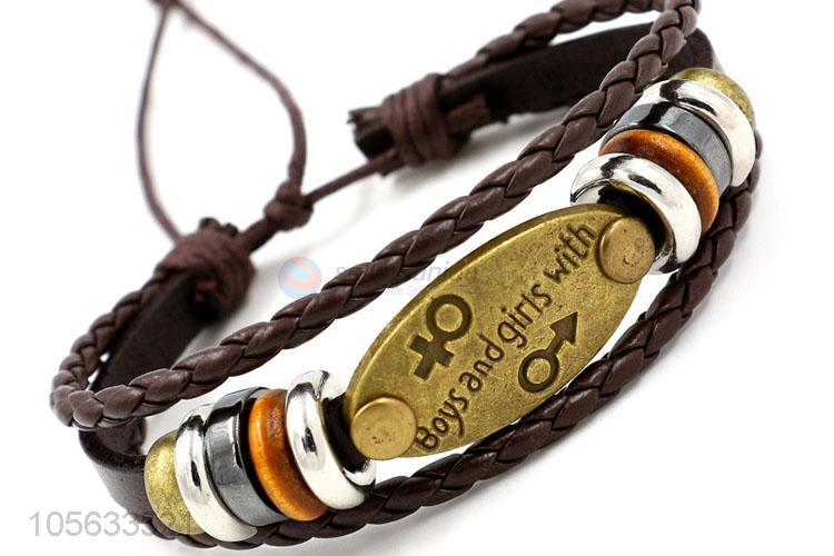 Good quality mens retro handmade bracelets hand braided bracelet