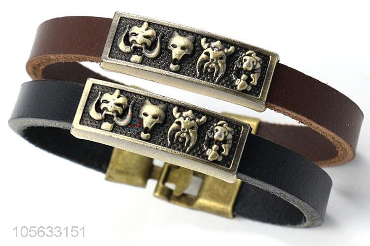 Top manufacturer leather bracelet retro punk mens bracelets