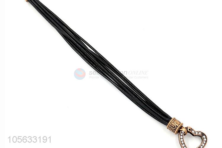 Super quality retro leather bracelet heart charms bracelets for men