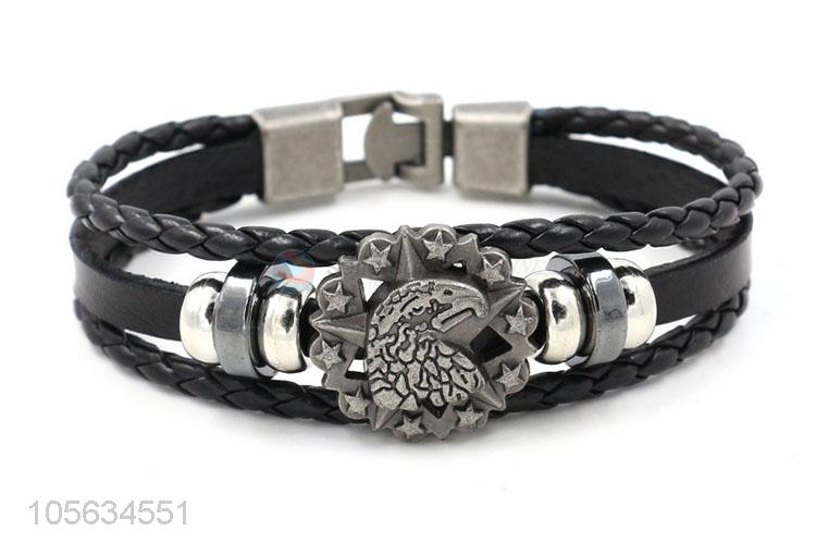 Most popular multilayer leather braid bracelet retro mens bracelets