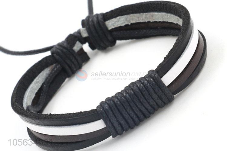 High sales custom mulitier mens braided leather bracelet