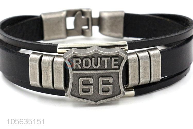 Latest design retro styles multitier mens leather bracelets with charms