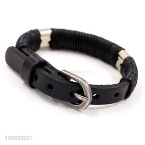 China new design fashion braided leather belt shape bracelet