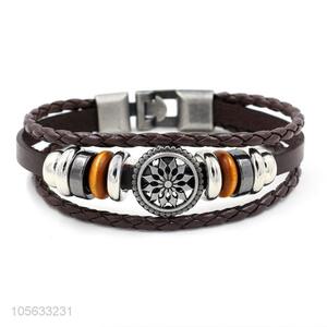 New arrival fashion charm custom men braided leather handmade bracelet