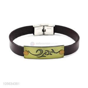 Best quality handmade mens leather bracelet vintage alloy bracelet