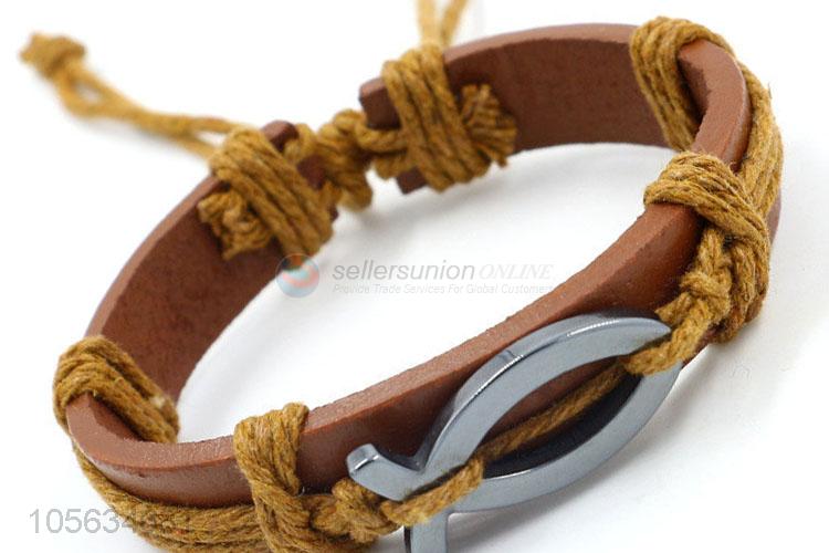 Best sale multitier men leather bracelet vintage charms bracelet