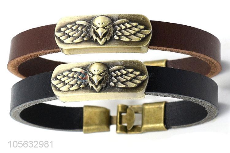 Factory sales men leather bracelet vintage braided leather bracelet