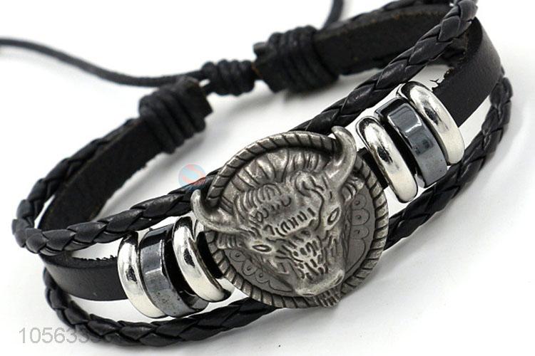 Professional supply retro leather braided bracelet charms bracelets for men