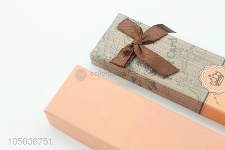 ODM factory rectangle printed paper gift box with ribbon