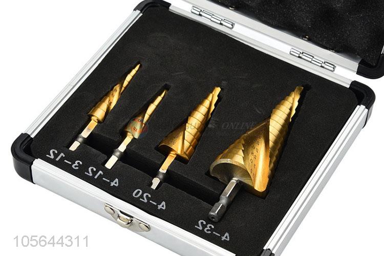 Good Quality 4 Pieces High-Speed Steel Step Drill Bit Set