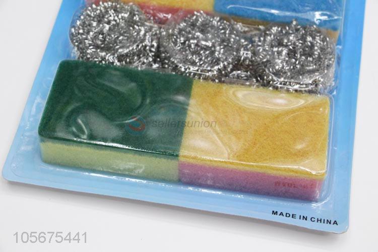 Professional supply stainless steel wire clean ball and scrubbing sponges set