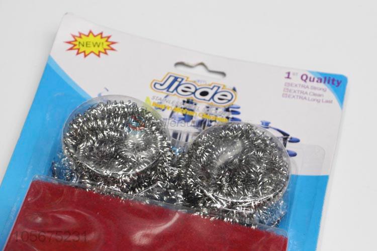 China maker kitchen supplies steel wire clean ball and scouring pad set