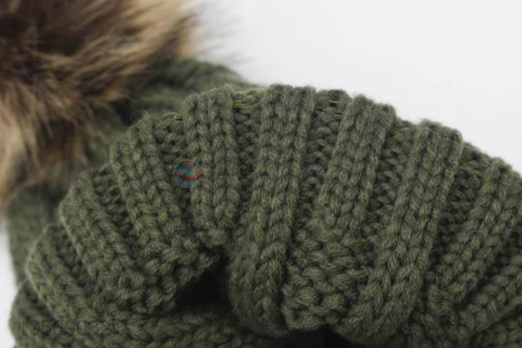 Factory Price Green Winter Warm Knitting Hat for Woman