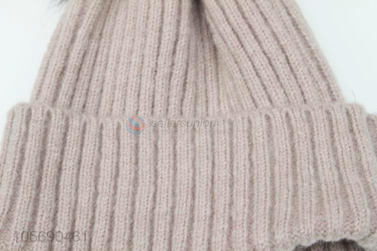 New Advertising Winter Warm Knitting Hat Fur Ball Hats