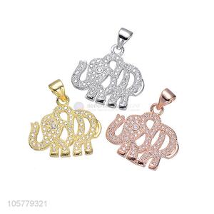 Wholesale Hollow Out Elephant Shape Pendant With Inlay Zircon