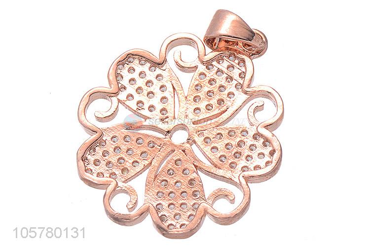 Best Quality Flower Shape Inlay Zircon Pendant Fashion Accessories