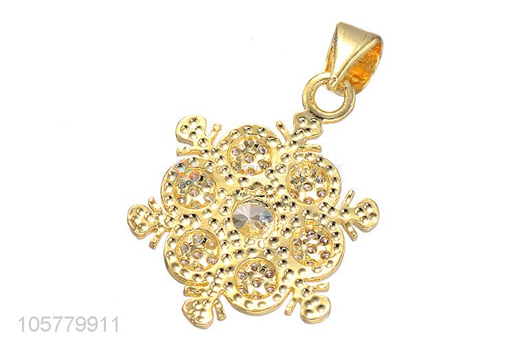 Good Quality Flower Shape Inlay Zircon Pendant Fashion Necklace Accessories